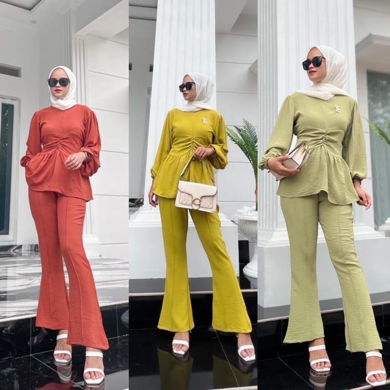 ZASKIA TERBARU SET CRINKLE SMOKE CELANA CUTBRAY LD 110 // ZASKIA SETELAN WANITA TERBARU KEKINIAN // 