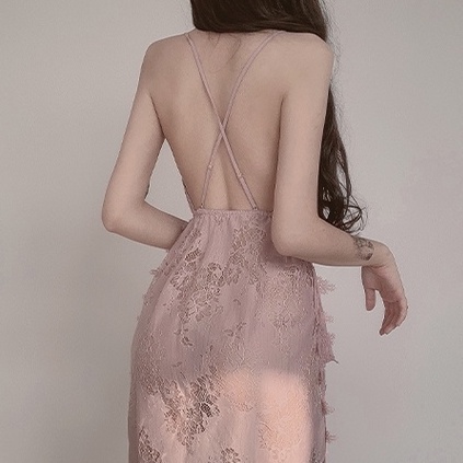 Satin Lace Sleepwear Dress Lingerie 8311