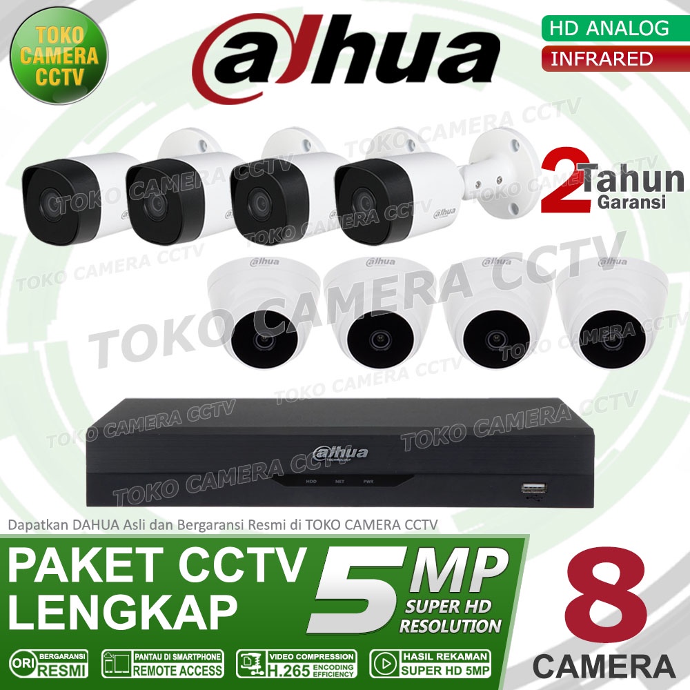 PAKET CCTV DAHUA 5MP 8 CHANNEL 8CAMERA