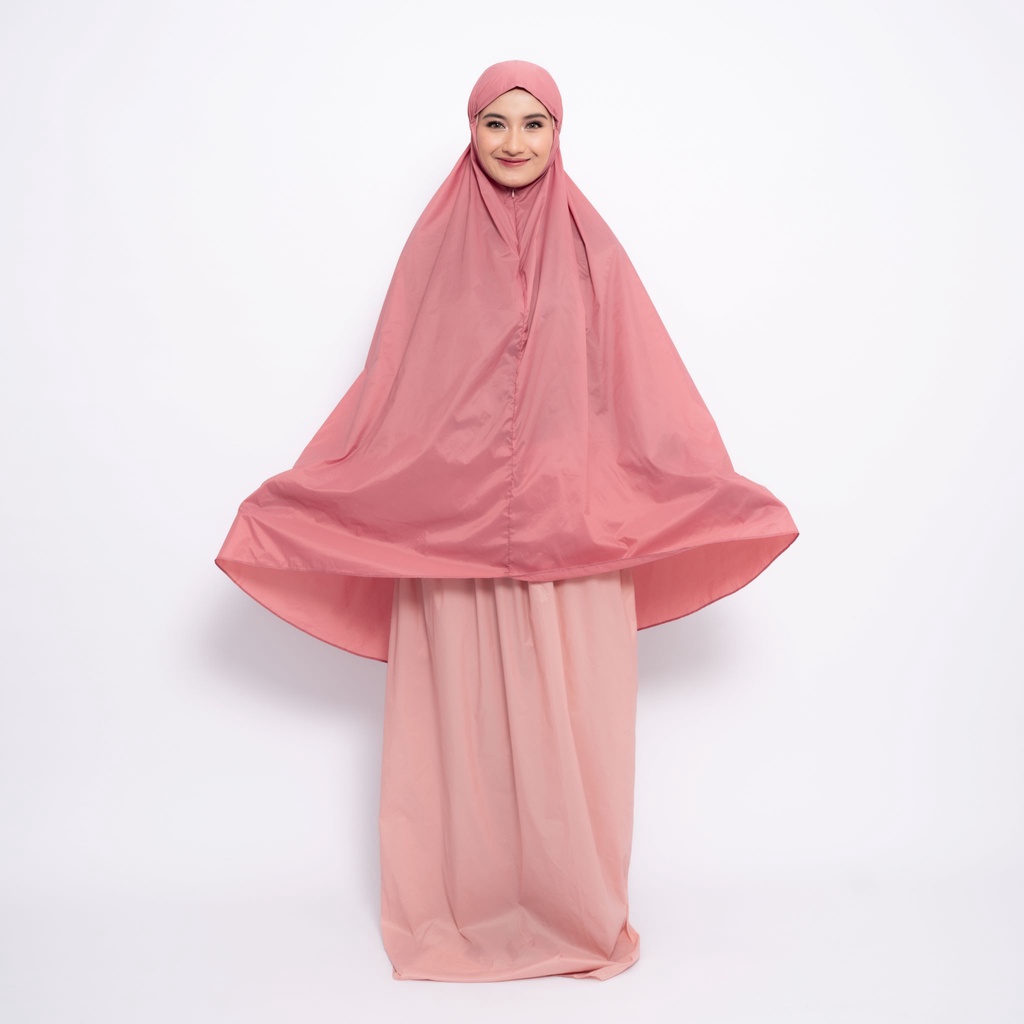 ALIF MUKENA MINI TWO TONE PARASUT PREMIUM KOREA TRAVEL - ROSE QUARTZ ( MKN-326 )