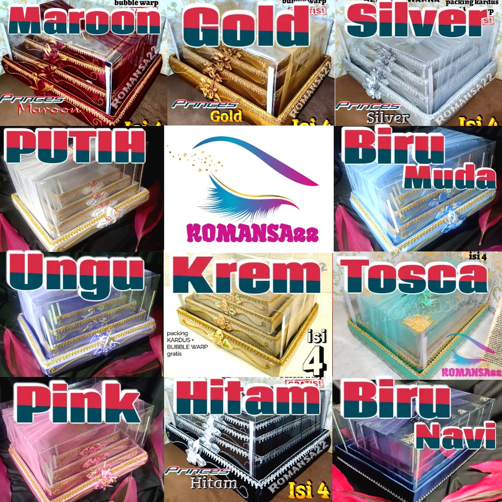 Matras_Shop Kotak Seserahan Box Hantaran Pernikahan Isi 4/6 Tempat Parsel Tutup Mika Lebih Dari