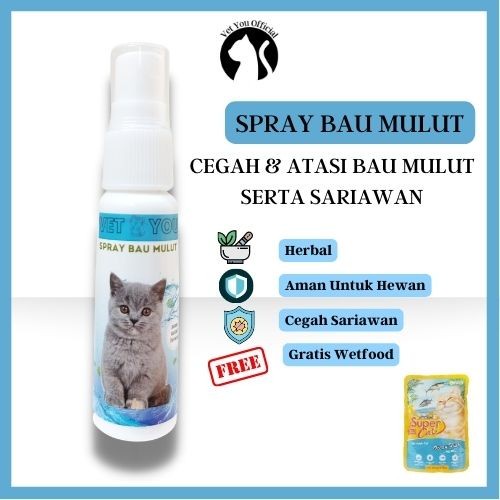 Spray Bau Mulut Kucing - Obat Bau Mulut Sariawan Ileran Pada Kucing