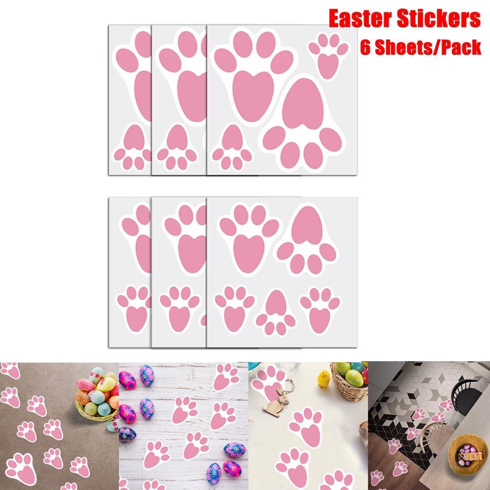 Solighter Easter Egg Hunt Sticker Game Dekorasi Paskah Featival Supply Furniture Perhiasan Kartun Happy Easter Kelinci Jejak Kaki