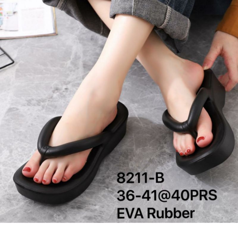 8211-B Original Balance Sandal Wedges 4,5cm Wanita Jepit Karet Impor Sendal Bangkok 8211 Japit Cewek Hitam Tinggi Perempuan 8211B Jelly Import 8211-C Tali Bulat Empuk Nyaman Kekinian