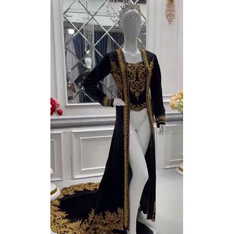 kebaya pengantin bludru hitam