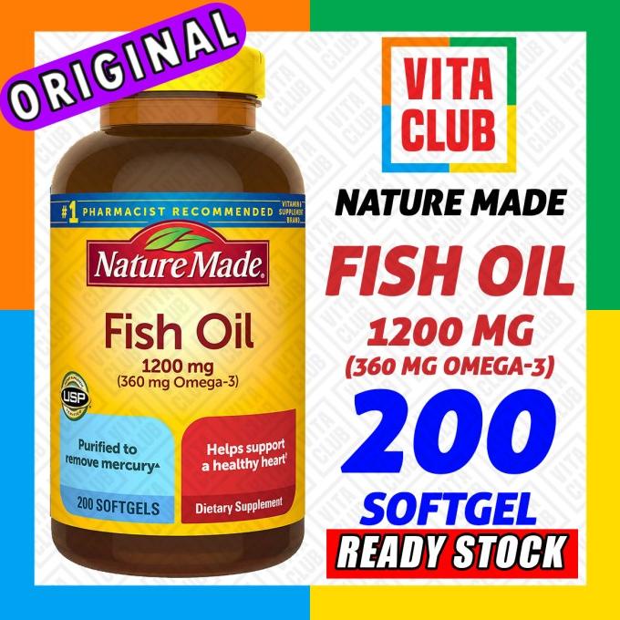 Nature Made Fish Oil 200 softgel 1200 MG Minyak Ikan 1200mg 360 omega