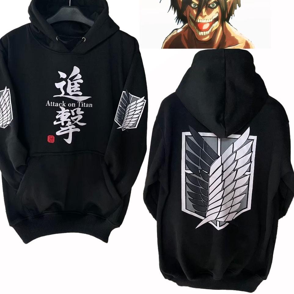 Barang Ori% JDI {{ Jaket Anime AOT-ATTACK ON TITAN SHINGEKI NO KYOJIN }} Jaket Sweater Hoodie Anime 