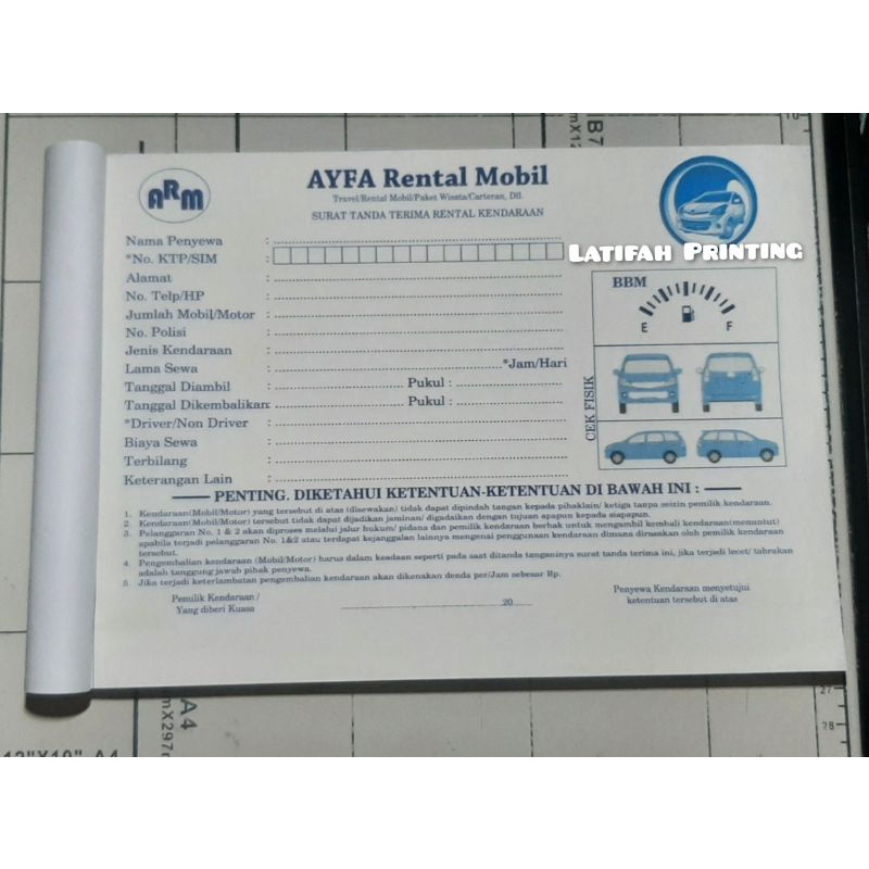 

NOTA RENTAL MOBIL/NOTA RENTAL MOTOR/NOTA CUSTOM/NOTA SEWA/KUITANSI SEWA