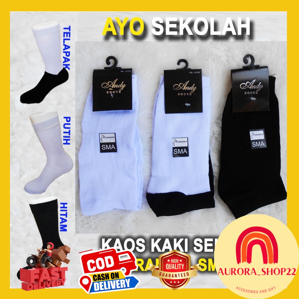 [COD] Kaos Kaki Panjang Putih Hitam Anak Sekolah SD SMP SMA Kaos Kaki Sekolah Anak Halus Diatas Mata Kaki Setinggi Betis