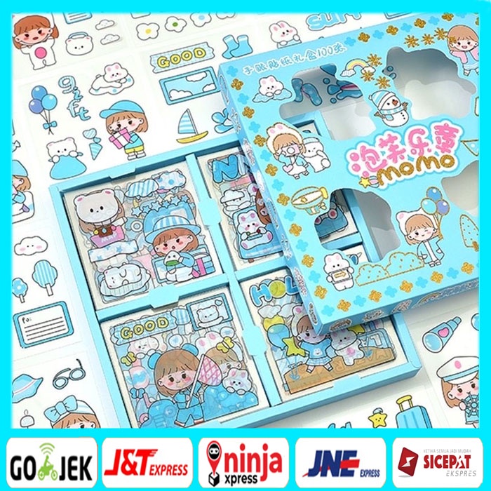 

BBS Sticker Waterproof Sticker Momo Dapat Box Isi 100 Lembar Anti Air Sticker Motif Kartun Anak