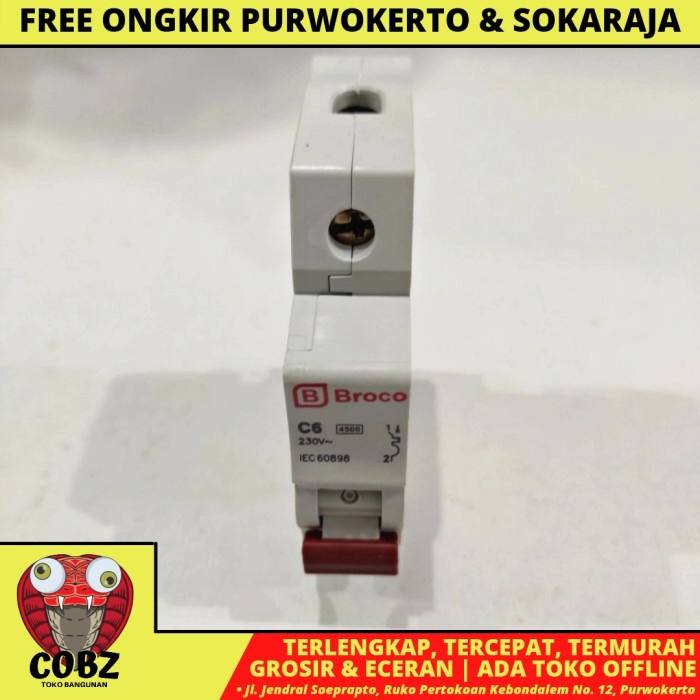 6A / BROCO MCB PEMUTUS ARUS SEKRING LISTRIK 1 PHASE