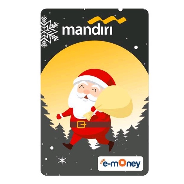 Mandiri eMONEY Edisi NATAL/CHRISTMAS SANTA CLAUSE Grey Background ORI /Like Tapcash Flazz eToll or Brizzi