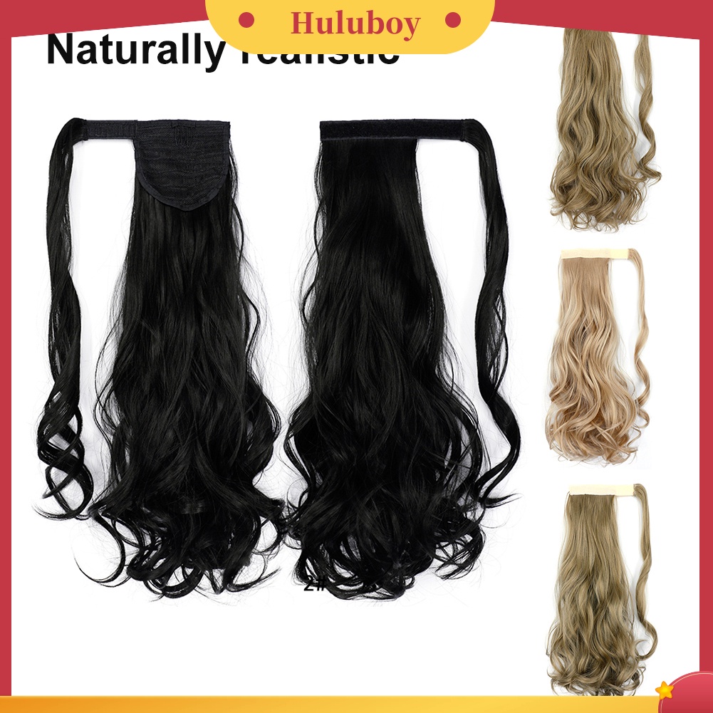 Wig Rambut Ekstensi Model Keriting Gelombang Bahan Serat Sintetis Ukuran 18 Inci