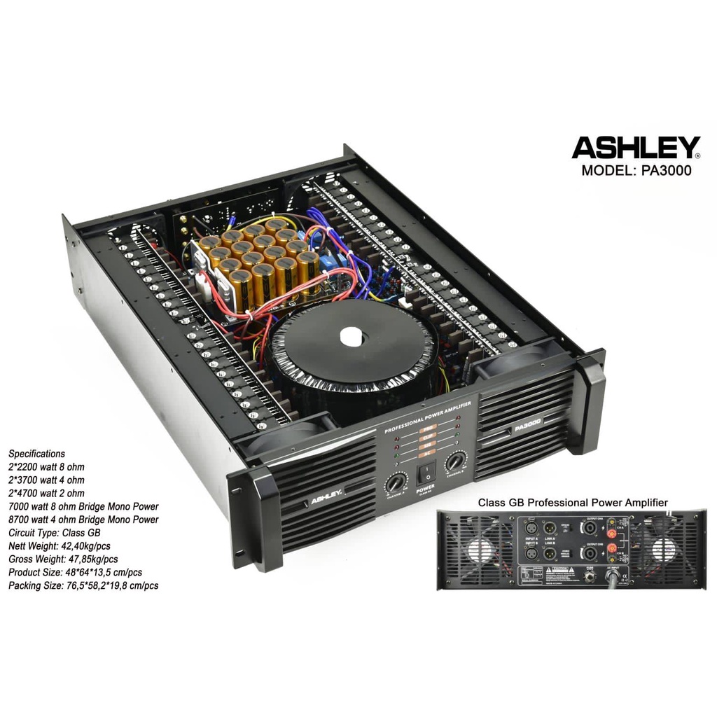 POWER AMPLIFIER ASHLEY PA3000 PA 3000 ORIGINAL