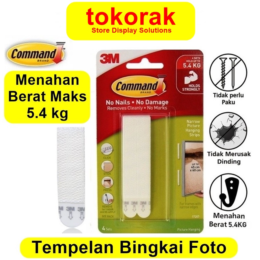 3M COMMAND PEREKAT FOTO 17207 - NARROW PICTURE HANGING STRIPS