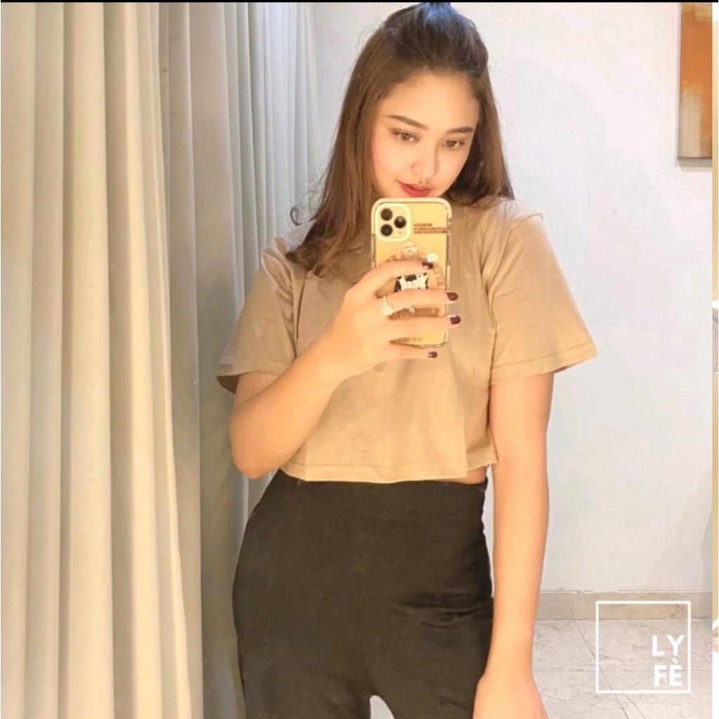 CROP TOP POLOS ONECK COTTON | BAJU KAOS TUMBLR CROP TEE TSHIRT KAOS KOREA