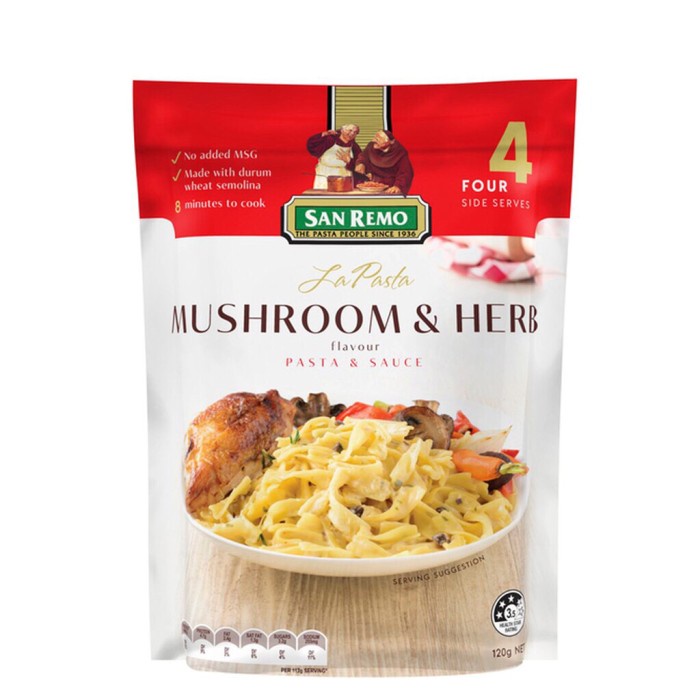 

NEW SAN REMO LA PASTA MUSHROOM & HERB 120 gram