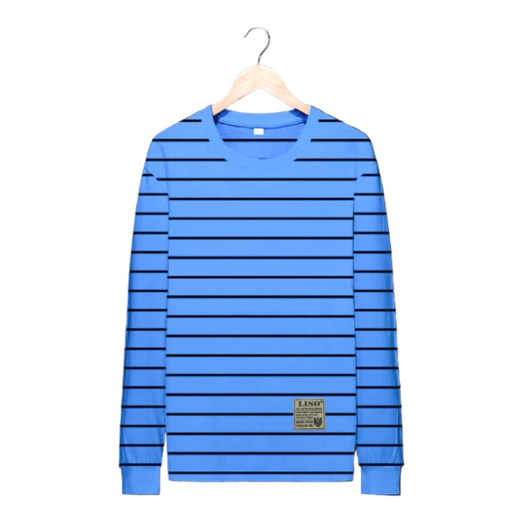 Kaos polos Kaos oblong pria stripe belang belang / atasan baju kaos garis garis lengan panjang