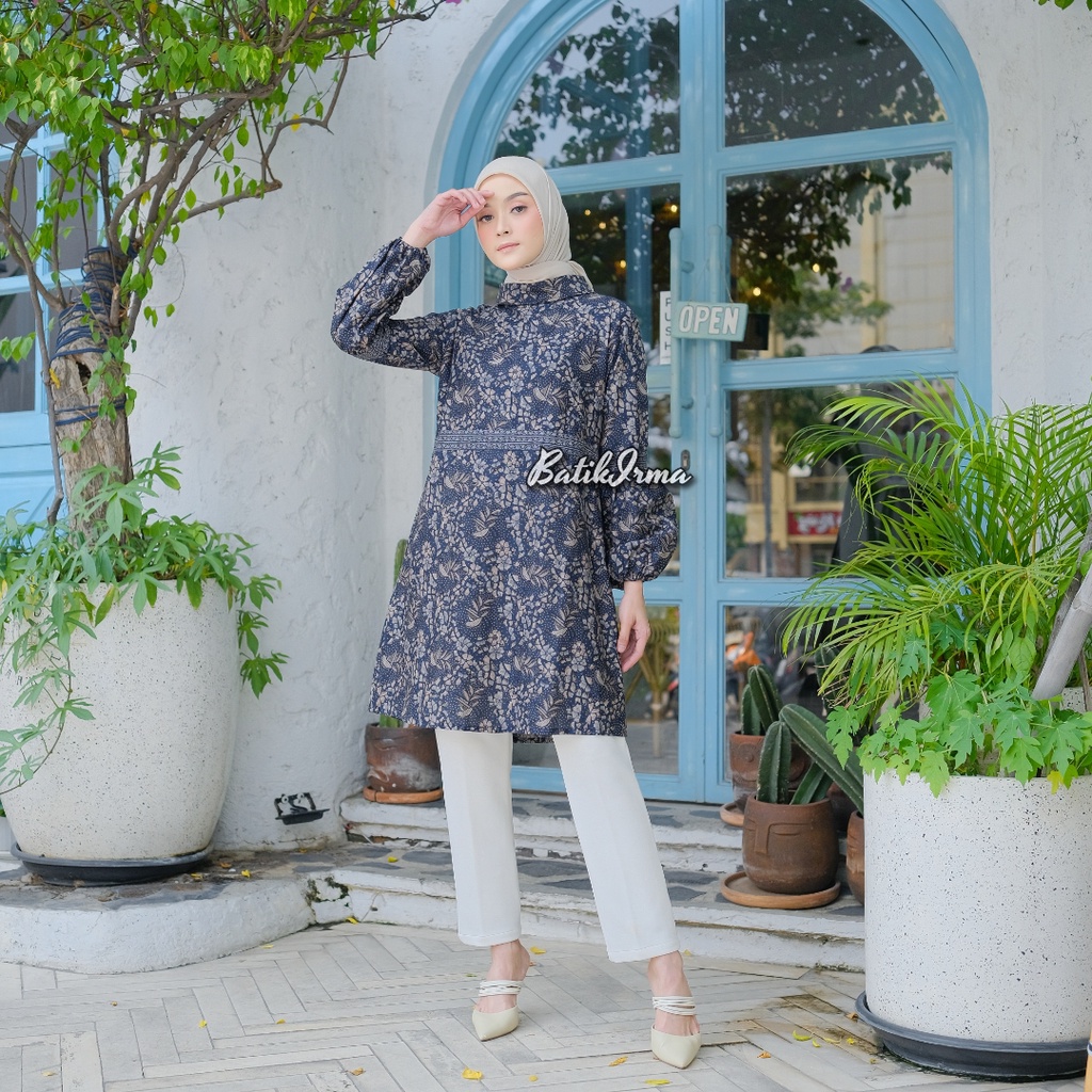 Tunik Batik Wanita Lengan Balon Tunik Batik Terbaru Motif Jaiz Batik Irma