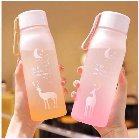 Botol Kaca Motif Rusa Gradasi Warna Warni Botol Minum Tumbler Glass Deer Travelling Botol Minum Viral