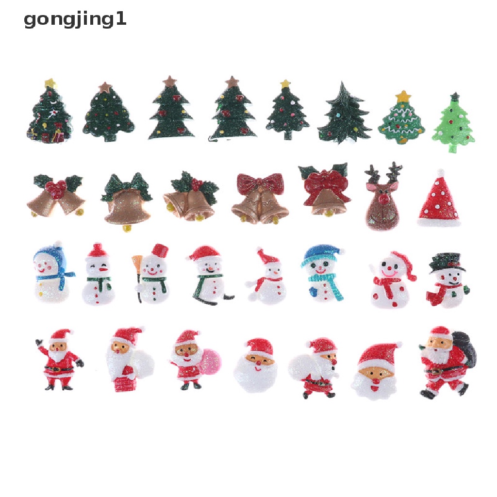 Ggg 10pcs Rumah Boneka Dekorasi Natal Snowman Pohon Diy Mini Dekorasi Jepit Rambut Craft Phone Decor ID