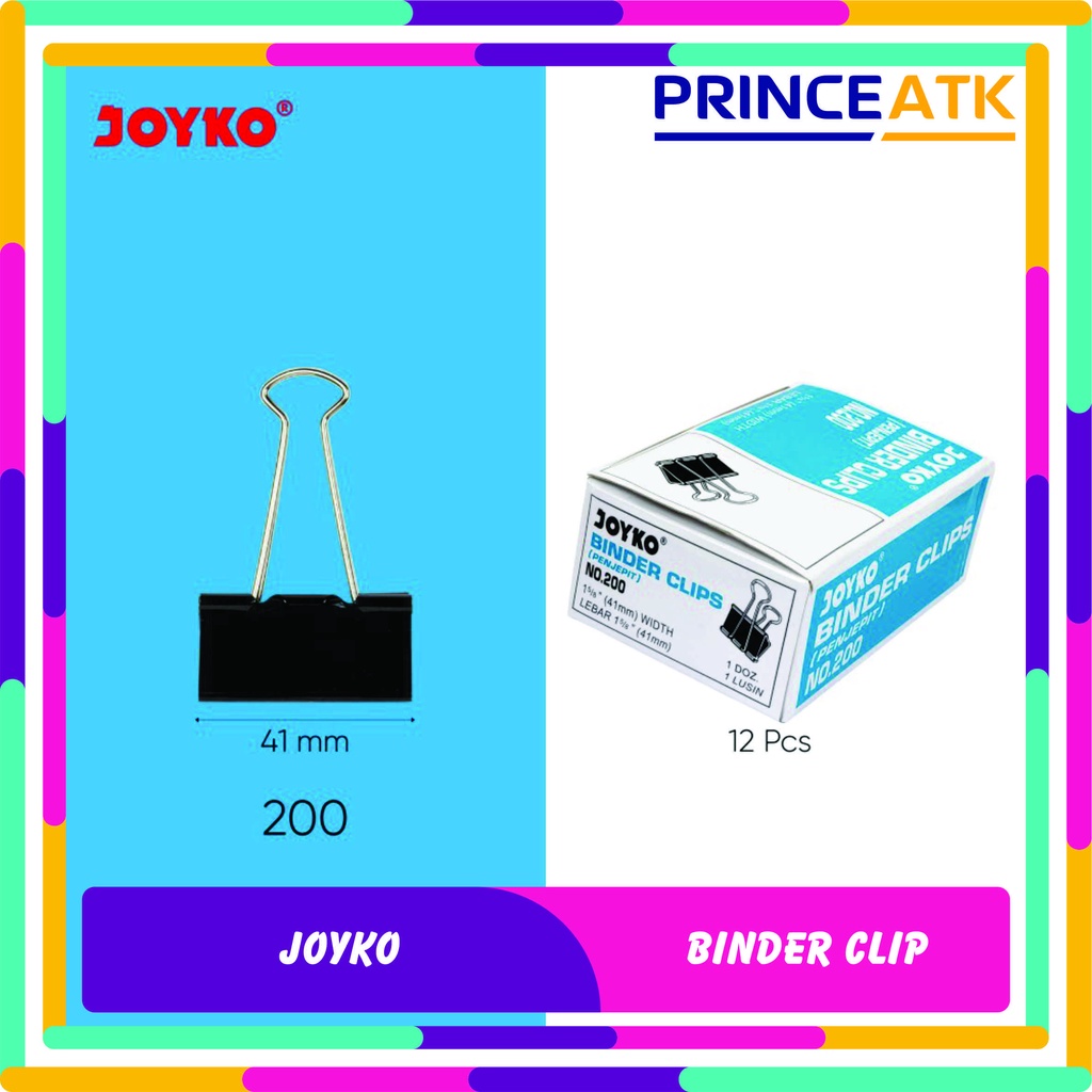 

[12 PCS] JOYKO BINDER CLIP / PENJEPIT KERTAS JOYKO HITAM NOMOR 200
