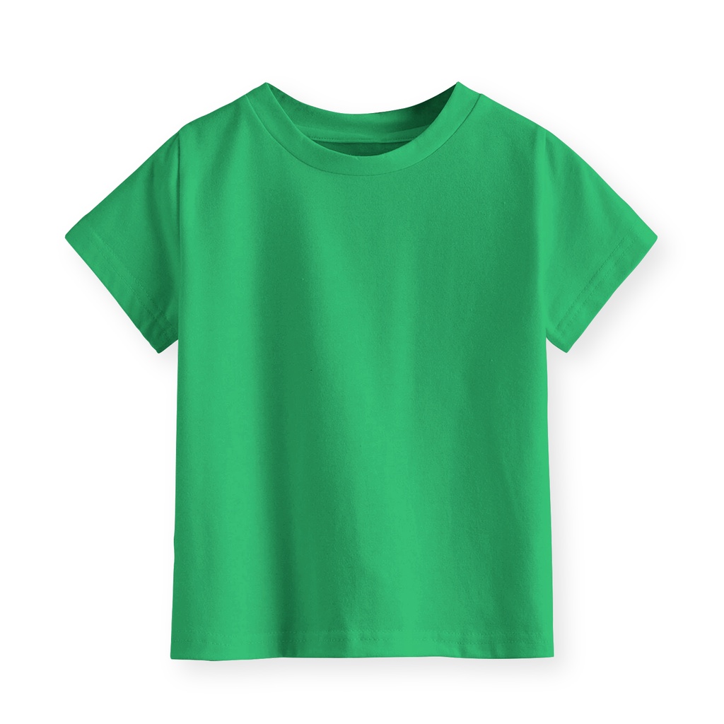 Kaos Polos Anak Laki-laki dan Perempuan Unisex 1-12 tahun Warna Hijau Fuji