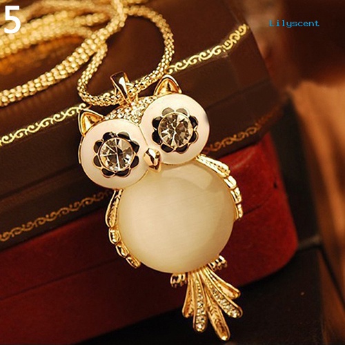 [LS] Wanita Fashion Rantai Kalung Berlian Imitasi Kucing Swan Owl Liontin Perhiasan Hadiah