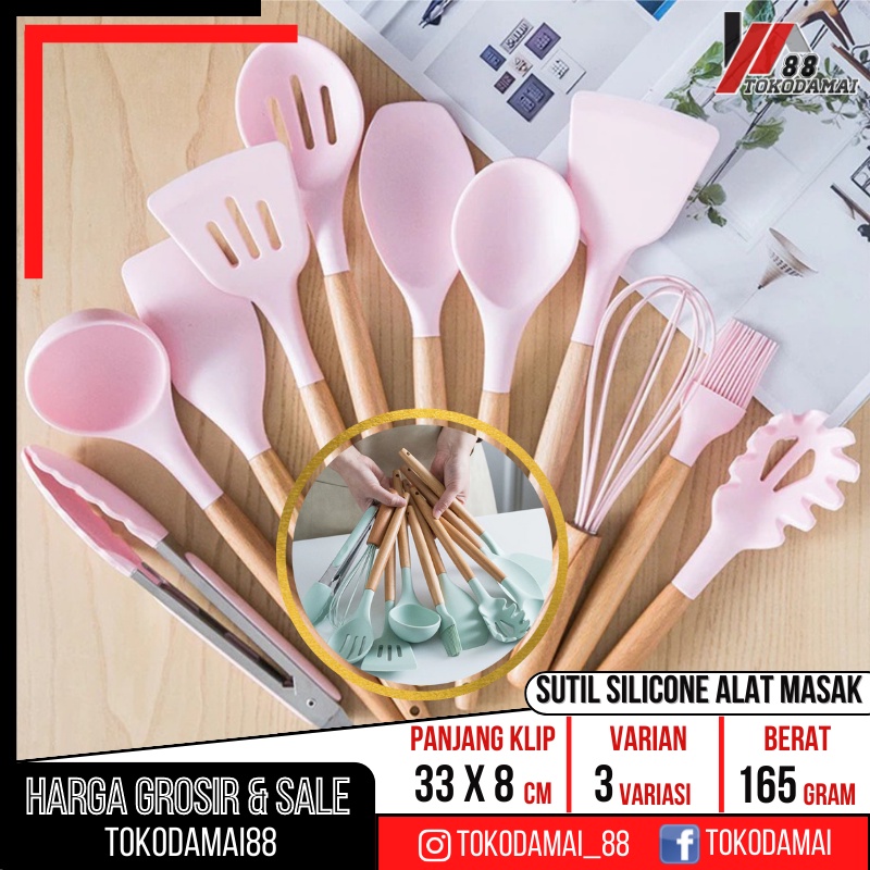 SUTIL SILIKON / SPATULA SILIKON TAHAN PANAS DENGAN GAGANG KAYU PER PCS