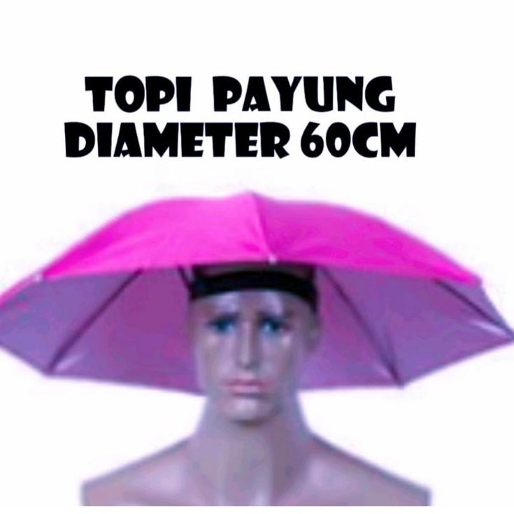 Dapatkan Promo Topi payung diameter 60 cm/topi payung hosun/payung topi praktis dan murah/topi payun