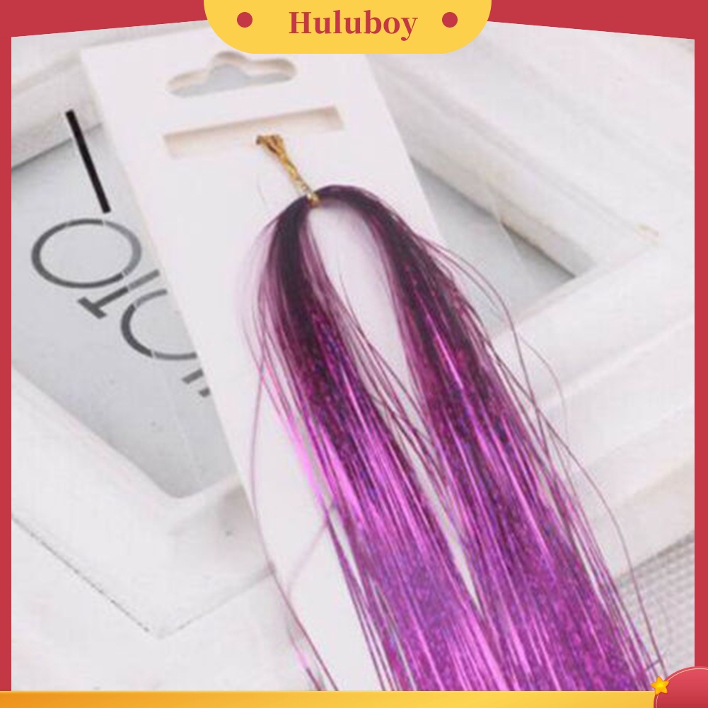 Wig Rambut Extension Model Panjang Lurus Tahan Panas Aksen Glitter