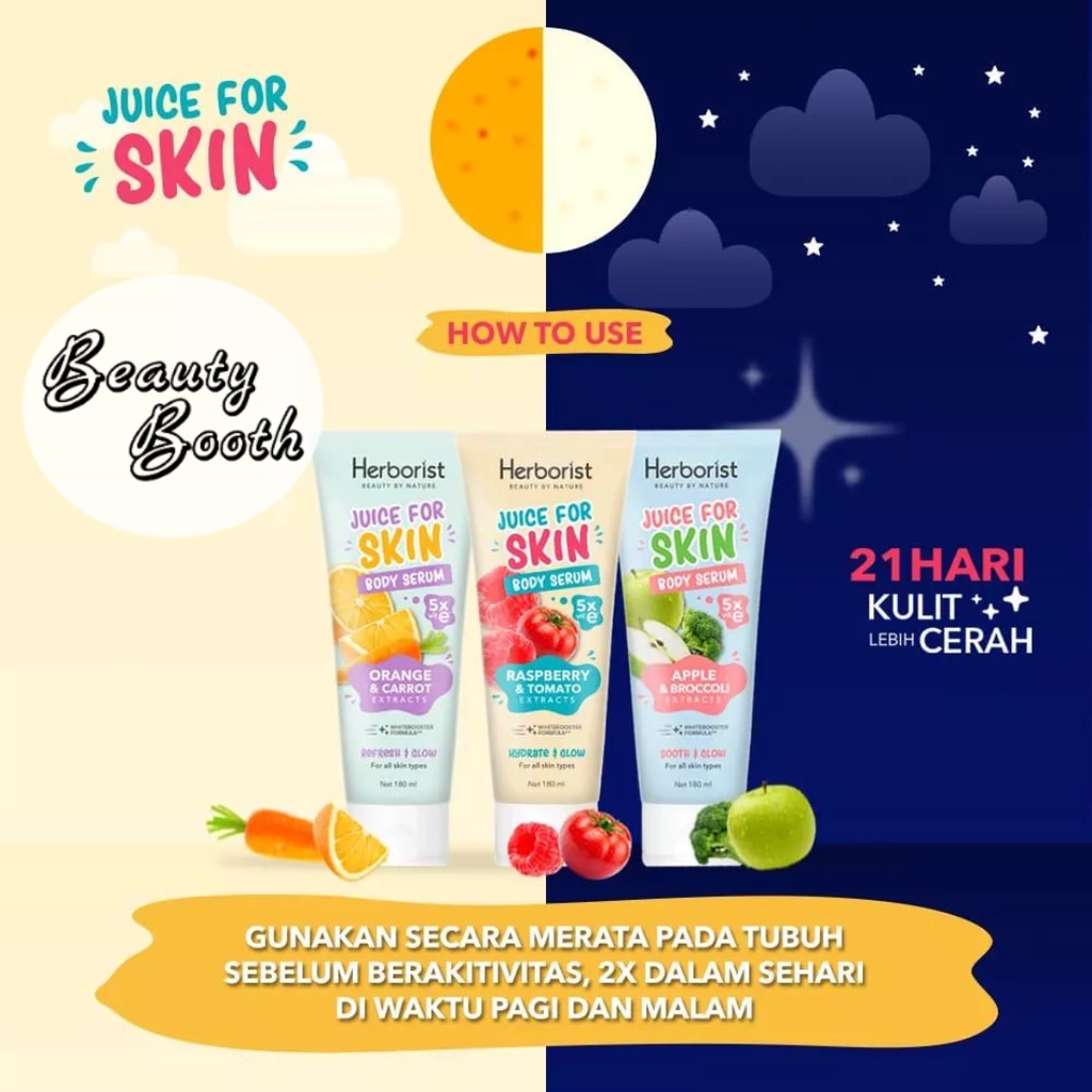 HERBORIST Juice For Skin Body Serum 180ml | Raspberry Orange Apple Body Lotion Herboris Body Serum Lotion