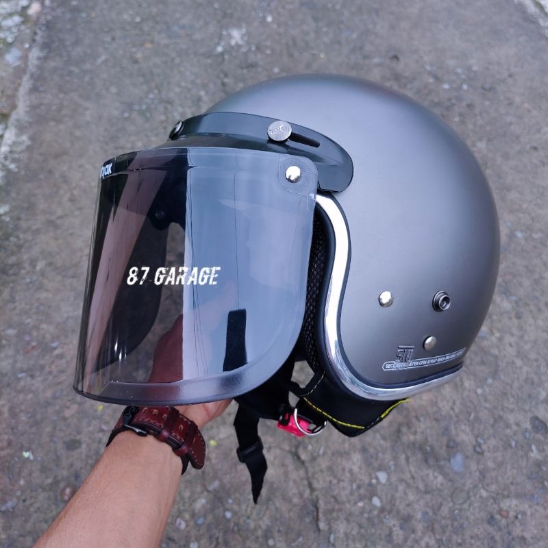 HELM BOGO DEWASA RETRO POLOS FULL LEHER SNI