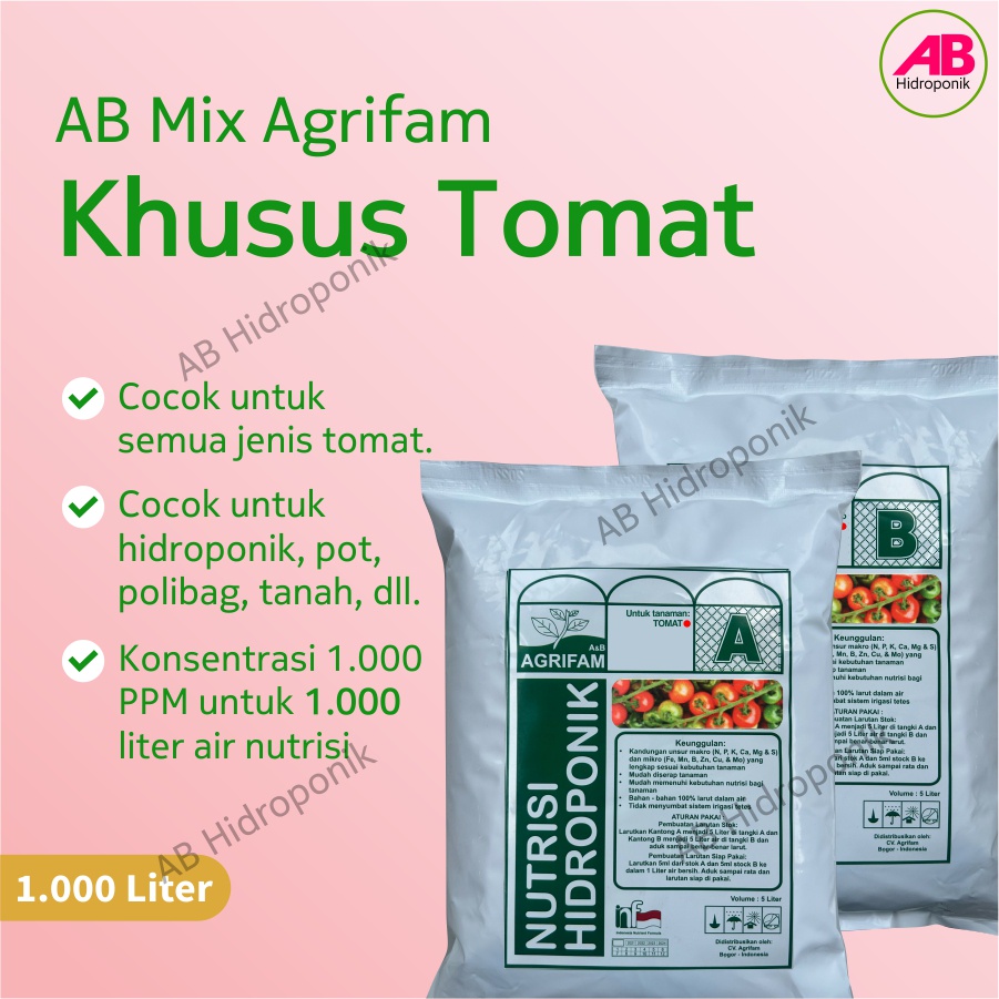 AB Mix Buah Tomat Agrifam Nutrisi Hidroponik Tomat 5 Liter