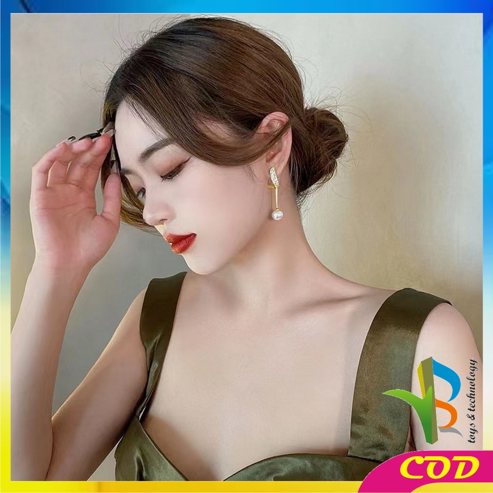 RB-K119 Anting Mutiara Gaya Korea Motif Pita Aksesoris Fashion Wanita / Anting Rumbai Panjang Elegant Earrings Butterfly Women