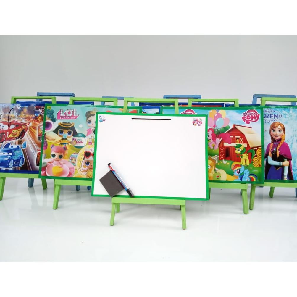 

BISA COD Papan tulis dengan penyangga White board karakter anak Papan tulis dengan penyangga kayu