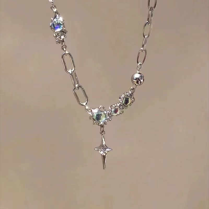 Fashion Cinta Ganda Batu Permata Kalung Untuk Wanita Vintage Perak Choker Rantai Liontin Perhiasan Aksesoris-2