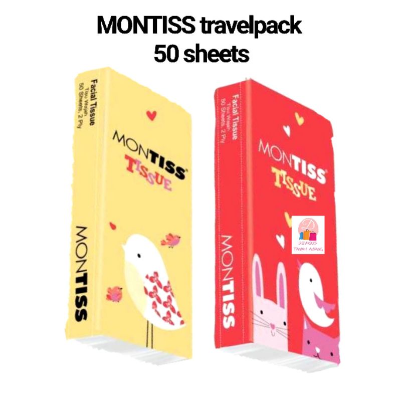 Tissue tisu MONTISS Travelpack 50 sheet 2ply facial tissue