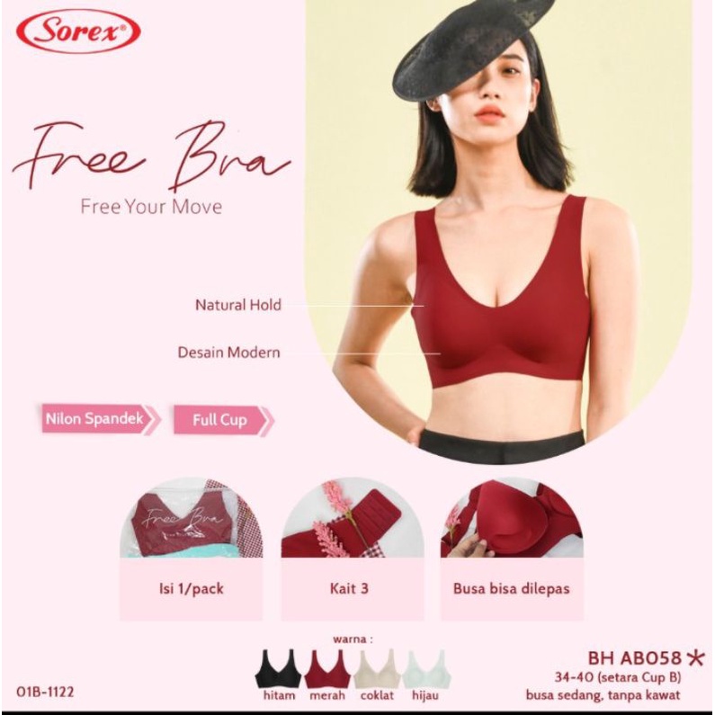 Bh Sorex BA 058 free bra busa sedang tanpa kawat