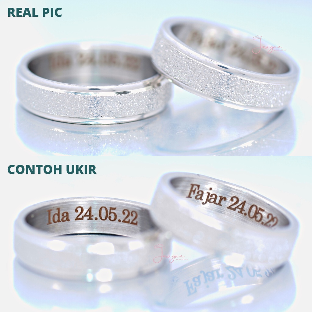 [GRATIS CETAK NAMA] Cincin Couple Romantis Titanium M22 Anti Karat Hadiah Tunangan Nikah BONUS Gelang