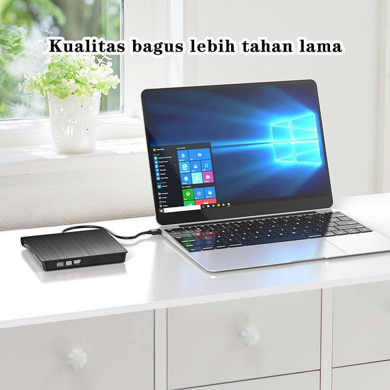 External Drive Portable DVD Writer DVD/CD/VCD untuk All-in-One/Laptop/All-in-One/Desktop/MAC Player ROM Drive Kompatibel dengan Windows XP/7/8/10