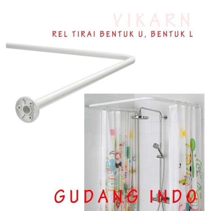 Batang tirai shower BENTUK L U / rel shower REL TIRAI KAMAR MANDI asik promo