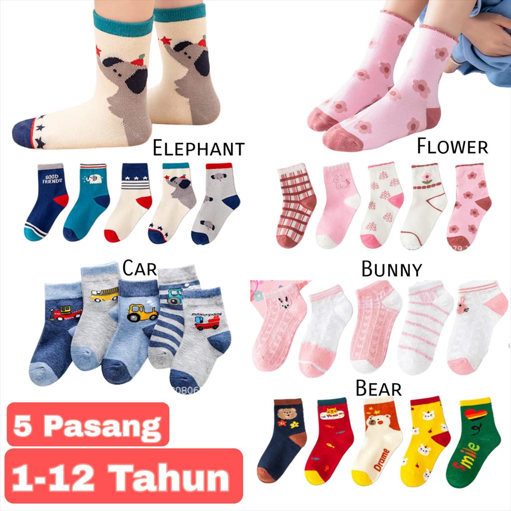 JM0017 (1-12 Tahun) Kaos Kaki Elephant Bayi Anak baby sock socks balita batita sd smp sma karakter