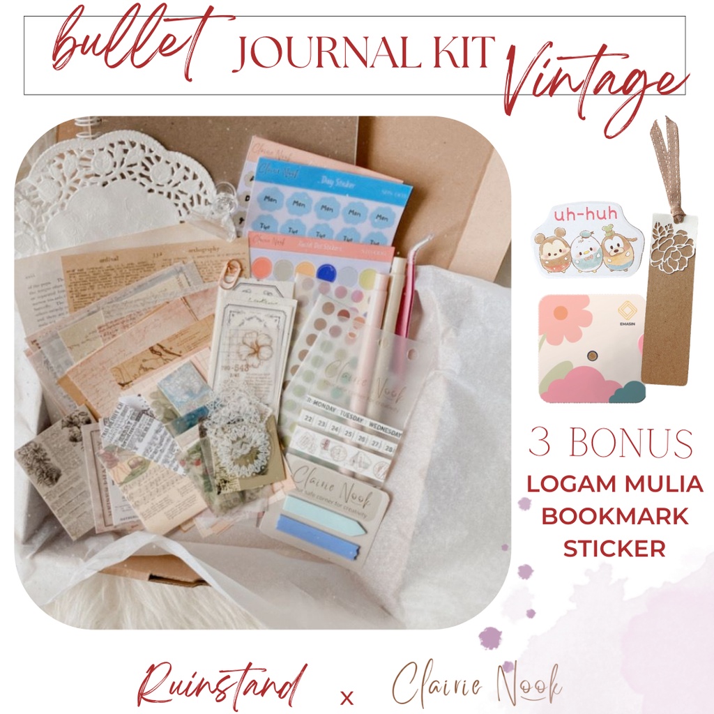 

Bullet Journal Kit Vintage - Jurnal Kit - Scrapbook Kit Clairie Nook