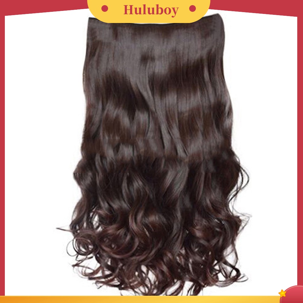 Wig Rambut Sintetis Model Panjang Keriting Gelombang Tahan Panas Dengan 5 Klip Untuk Wanita