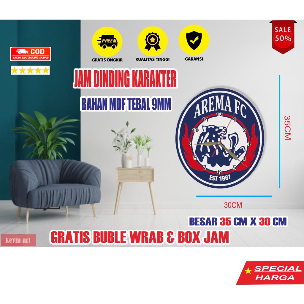 Jam Dinding Tembok Logo Arema Fc Keren Unik Terbaru