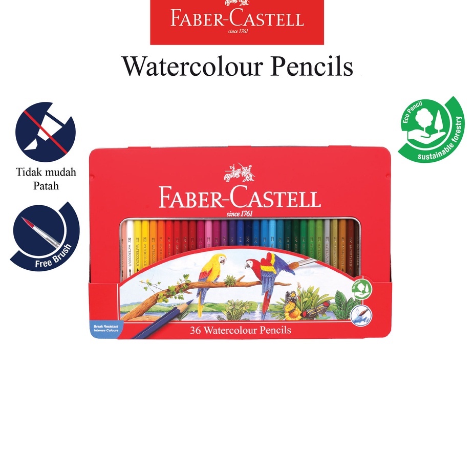 

Pensil Warna Faber Castell 36 Water Colour Tin case 115937 Kemasan Kaleng
