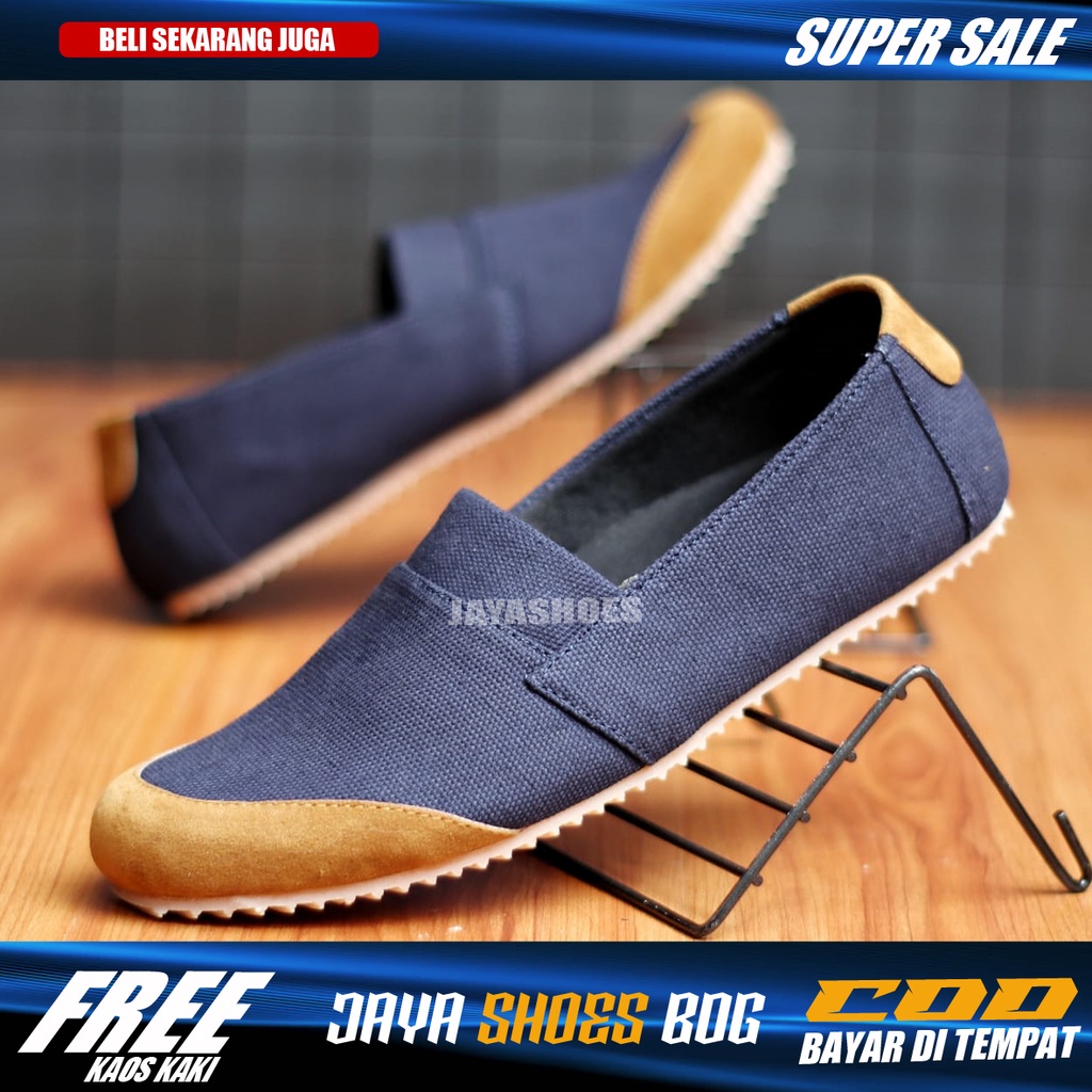 KANTE Sepatu Slop Pria Original Slip On Pria Casual Bahan Kanvas Simple Murah