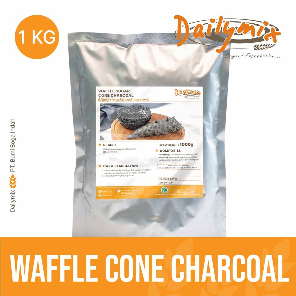 

( Dailymix ) Tepung Premix Sugar Waffle Cone Charcoal/ Waffle Cone Charcoal