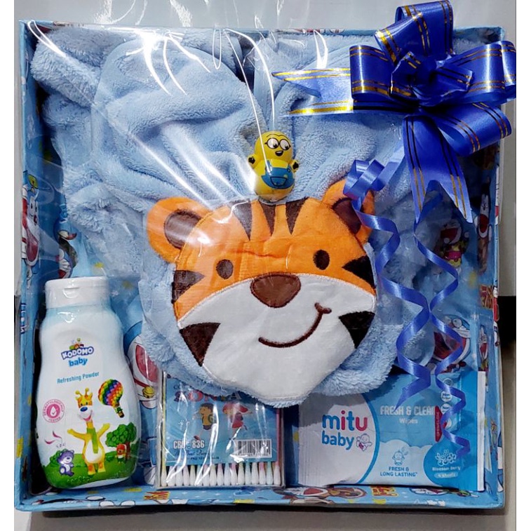 Hamper Perlengkapan Mandi bayi Handuk Bedak Tissu Basah Cotton buds Hampers Kado Bayi Baru Lahir